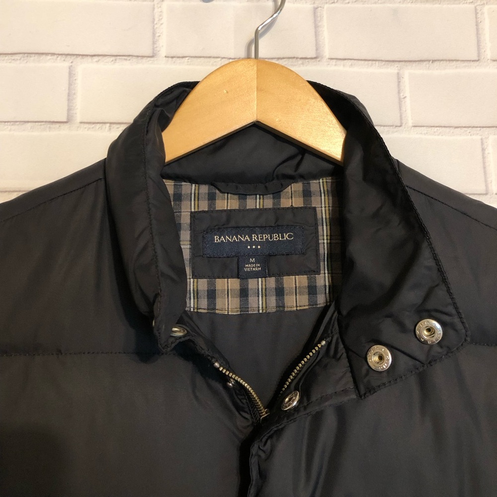 Banana Republic Men's Quilted Black Down Puffer Zip Front/Button Vest Jacket M - Picture 5 of 14